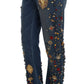 Dolce & Gabbana Crystal Roses Heart Embellished Jeans