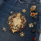 Dolce & Gabbana Crystal Roses Heart Embellished Jeans