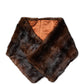 Dolce & Gabbana Black Brown Stripe Fur Shawl Wrap Scarf