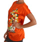 Dolce & Gabbana Silk Orange Lemon Crystal T-shirt Top