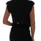 Dolce & Gabbana Black Embellished Floral Military Jacket Vest