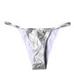 Dolce & Gabbana Silver Polyester Beachwear Bikini Bottom Swimwear