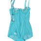Dolce & Gabbana Blue Tulle Balconette Bra Bodysuit Underwear