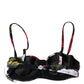 Dolce & Gabbana Black Floral Print Nylon Balconcino Bra Underwear