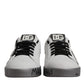 Dolce & Gabbana White Silver Crystal Logo Portofino Sneakers Shoes