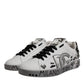 Dolce & Gabbana White Silver Crystal Logo Portofino Sneakers Shoes