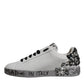 Dolce & Gabbana White Silver Crystal Logo Portofino Sneakers Shoes