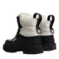 Dolce & Gabbana Black White Padded Mid Calf Lace Up Boots Shoes