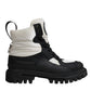 Dolce & Gabbana Black White Padded Mid Calf Lace Up Boots Shoes