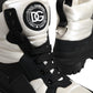 Dolce & Gabbana Black White Padded Mid Calf Lace Up Boots Shoes