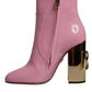 Dolce & Gabbana Pink Patent Leather Heel Mid Calf Boots Shoes