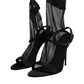 Dolce & Gabbana Black Tulle Stretch Heels Sandals Shoes