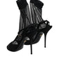 Dolce & Gabbana Black Tulle Stretch Heels Sandals Shoes