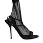 Dolce & Gabbana Black Tulle Stretch Heels Sandals Shoes