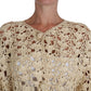 Dolce & Gabbana Beige Cardigan Crochet Knitted Raffia Sweater