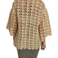 Dolce & Gabbana Beige Cardigan Crochet Knitted Raffia Sweater