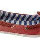 Pantofola D'Oro Scarlet Red Blue Stripe Flat Slip-On Shoes