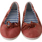 Pantofola D'Oro Scarlet Red Blue Stripe Flat Slip-On Shoes