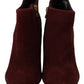 Steve Madden Maroon Blush Velvet Suede Penelope Ankle Boots Shoes