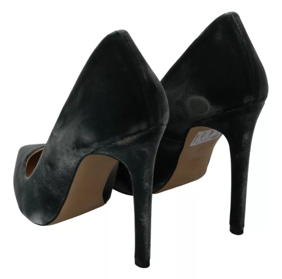Ovyé Gray Velvet Dress Stiletto Pumps Shoes