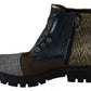 EBARRITO Multicolor Leather Suede Zipper Ankle Boots Shoes