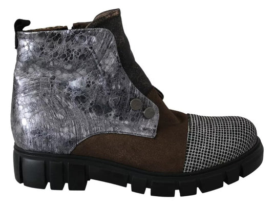 EBARRITO Multicolor Leather Suede Zipper Ankle Boots Shoes