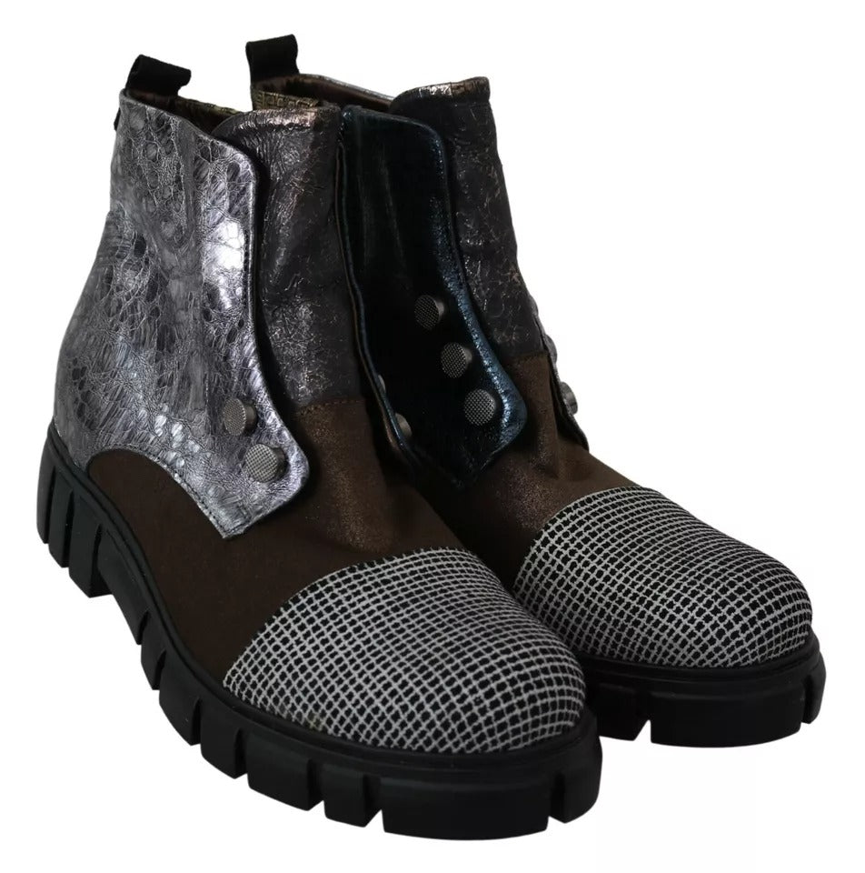 EBARRITO Multicolor Leather Suede Zipper Ankle Boots Shoes