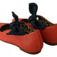 EBARRITO Orange Leather Bow Slip-on Loafers Ballet Flat Shoes
