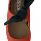 EBARRITO Orange Leather Bow Slip-on Loafers Ballet Flat Shoes