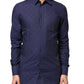 Dolce & Gabbana Blue Check Tartan GOLD Formal Dress Shirt