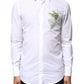 Dolce & Gabbana White Cotton Peacock Feather GOLD Formal Shirt