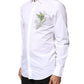 Dolce & Gabbana White Cotton Peacock Feather GOLD Formal Shirt