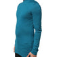 Dolce & Gabbana Blue Cotton Turtleneck Long Sleeves Sweater