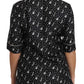 Dolce & Gabbana Black GuitarTrumpet Print Silk Shirt Top