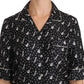 Dolce & Gabbana Black GuitarTrumpet Print Silk Shirt Top