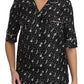 Dolce & Gabbana Black GuitarTrumpet Print Silk Shirt Top