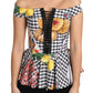 Dolce & Gabbana Black and White Corset Blouse Sicily Lemon Check Top