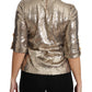 Dolce & Gabbana Gold Sequined Parrot Crystal Blouse