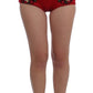 Dolce & Gabbana Red Silk Crystal Roses Shorts