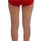 Dolce & Gabbana Red Silk Crystal Roses Shorts