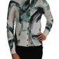 Dolce & Gabbana White Silk Cardigan Lightweight Paint Stroke Sweater