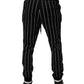 Dolce & Gabbana Black White Stripes Jogger Sweatpants Pants