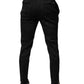 Dolce & Gabbana Black Brocade Polyester Skinny Dress Pants