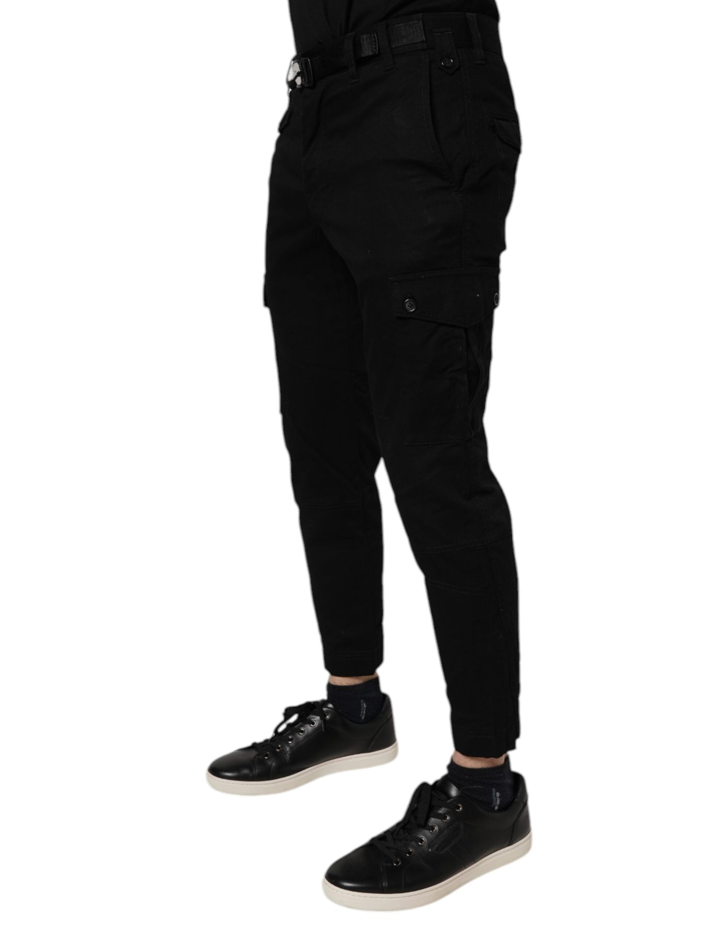 Dolce & Gabbana Black Cotton Stretch Skinny Cargo Denim Jeans