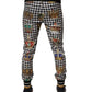 Dolce & Gabbana Multicolor Houndstooth Crown Men Sweatpants Pants
