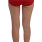 Dolce & Gabbana Red Silk Crystal Roses Shorts