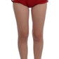 Dolce & Gabbana Red Silk Crystal Roses Shorts