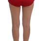 Dolce & Gabbana Red Silk Crystal Roses Shorts