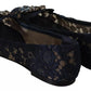Dolce & Gabbana Blue Crystal Loafer Lace Ballet Flats Shoes