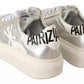Patrizia Pepe Silver Full Grain Leather Lace Up Sneakers Shoes